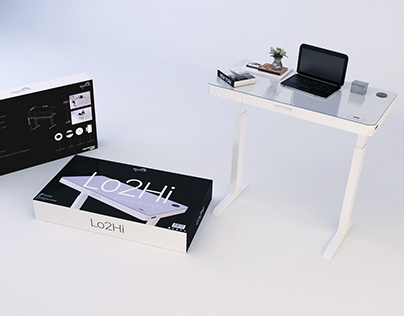 Lo2Hi — Adjustable-height desk packaging.
